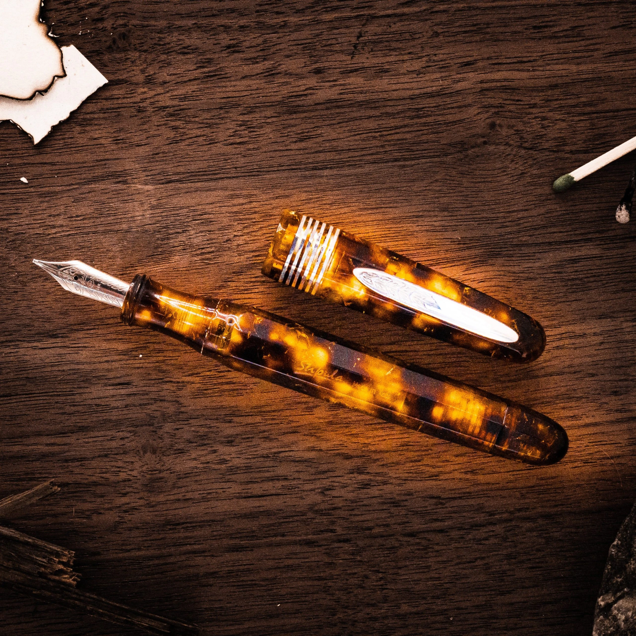 Stipula Limited Edition Facetted Fountain Pen, Wild Honey, 14K Gold Nib 3 Stipula Limited Edition Facetted Fountain Pen, Wild Honey, 14K Gold Nib