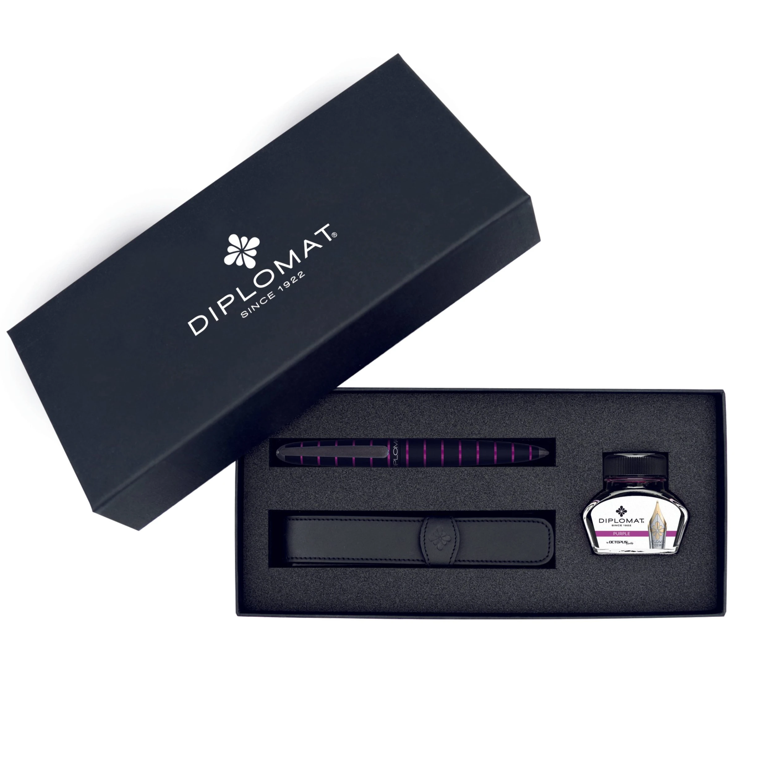 Diplomat Elox Fountain Pen Gift Set, Black & Purple 3 Diplomat Elox Fountain Pen Gift Set, Black & Purple