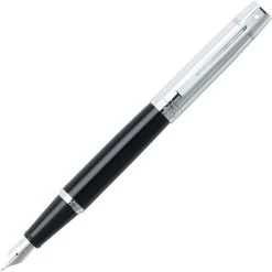 Sheaffer 300 Glossy Black Lacquer, Chrome Cap, Fountain Pen, Fine