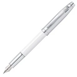 Sheaffer 100 Fountain Pen, Brushed Chrome & White, Medium Nib