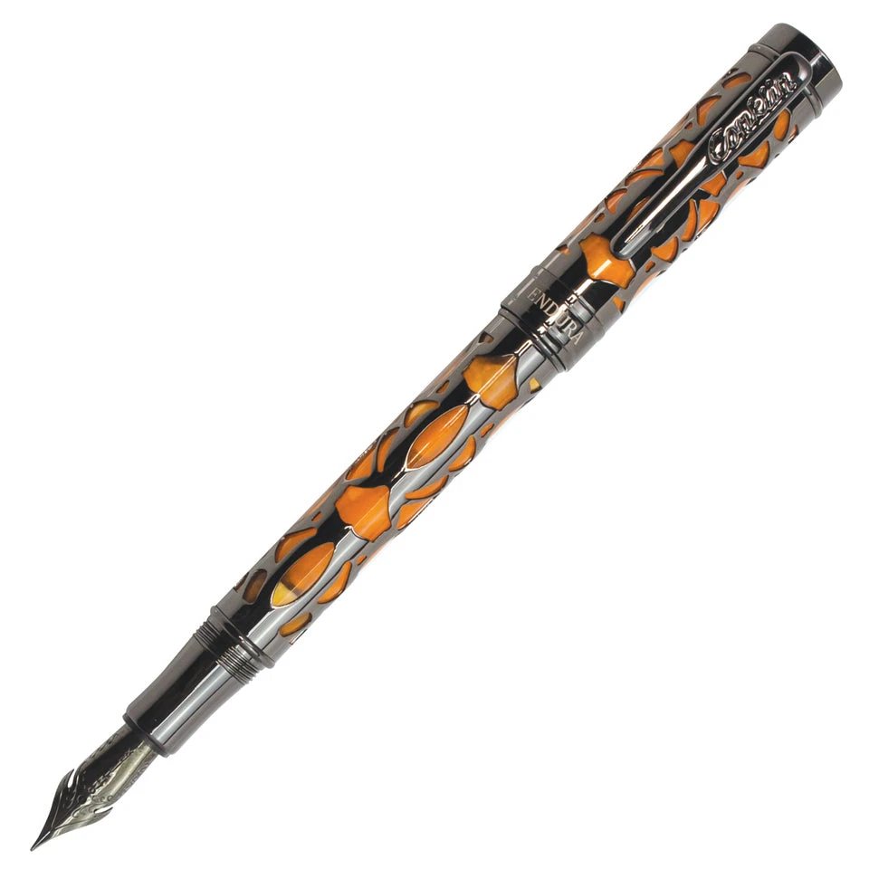 Conklin Endura Deco Crest Fountain Pen, Orange & Gunmetal 3 Conklin Endura Deco Crest Fountain Pen, Orange & Gunmetal