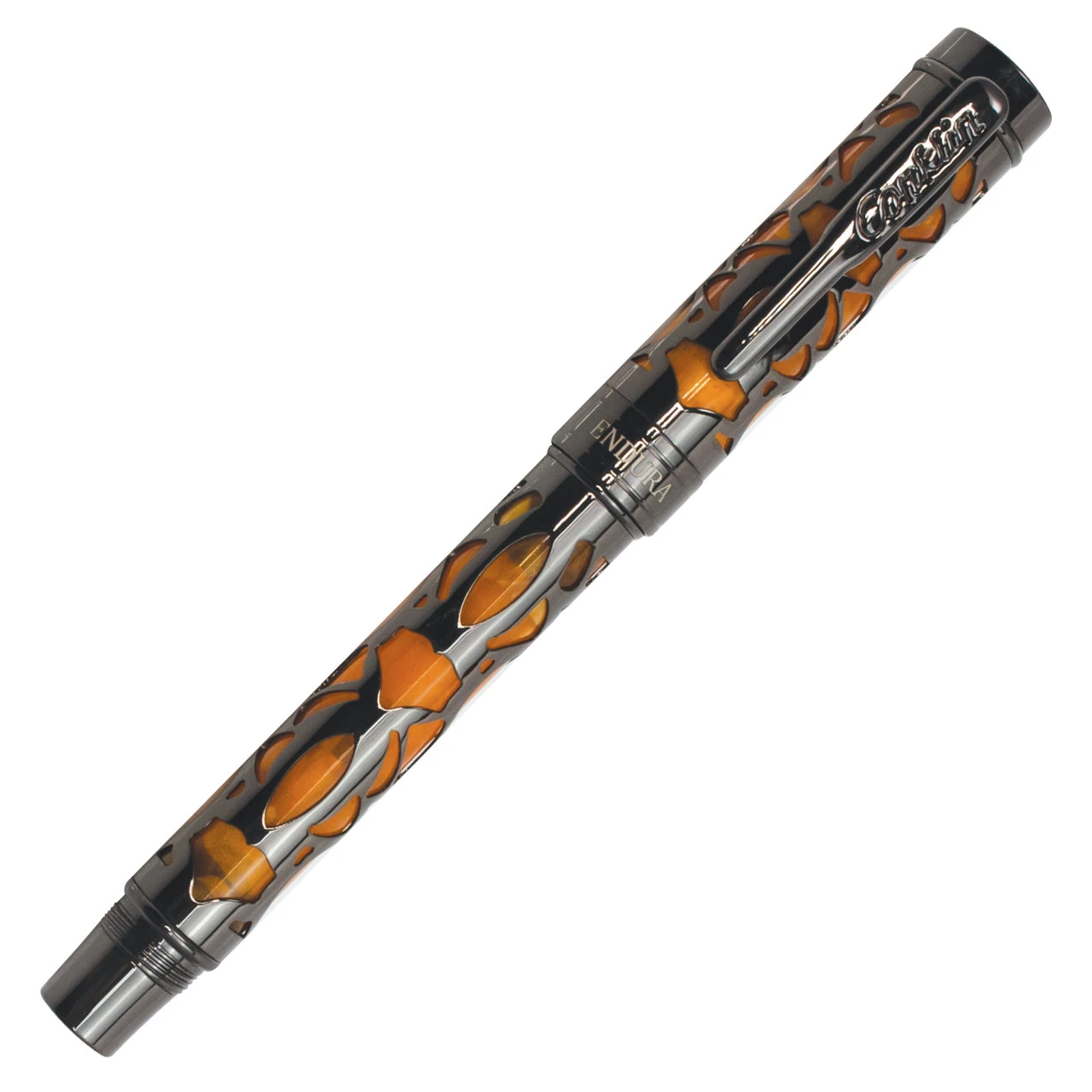 Conklin Endura Deco Crest Fountain Pen, Orange & Gunmetal 4 Conklin Endura Deco Crest Fountain Pen, Orange & Gunmetal - Image 2