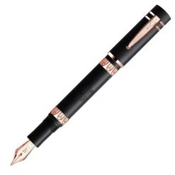 Nettuno 1911 Fountain Pen, Black Sands With Rose Gold Trim, Medium Nib
