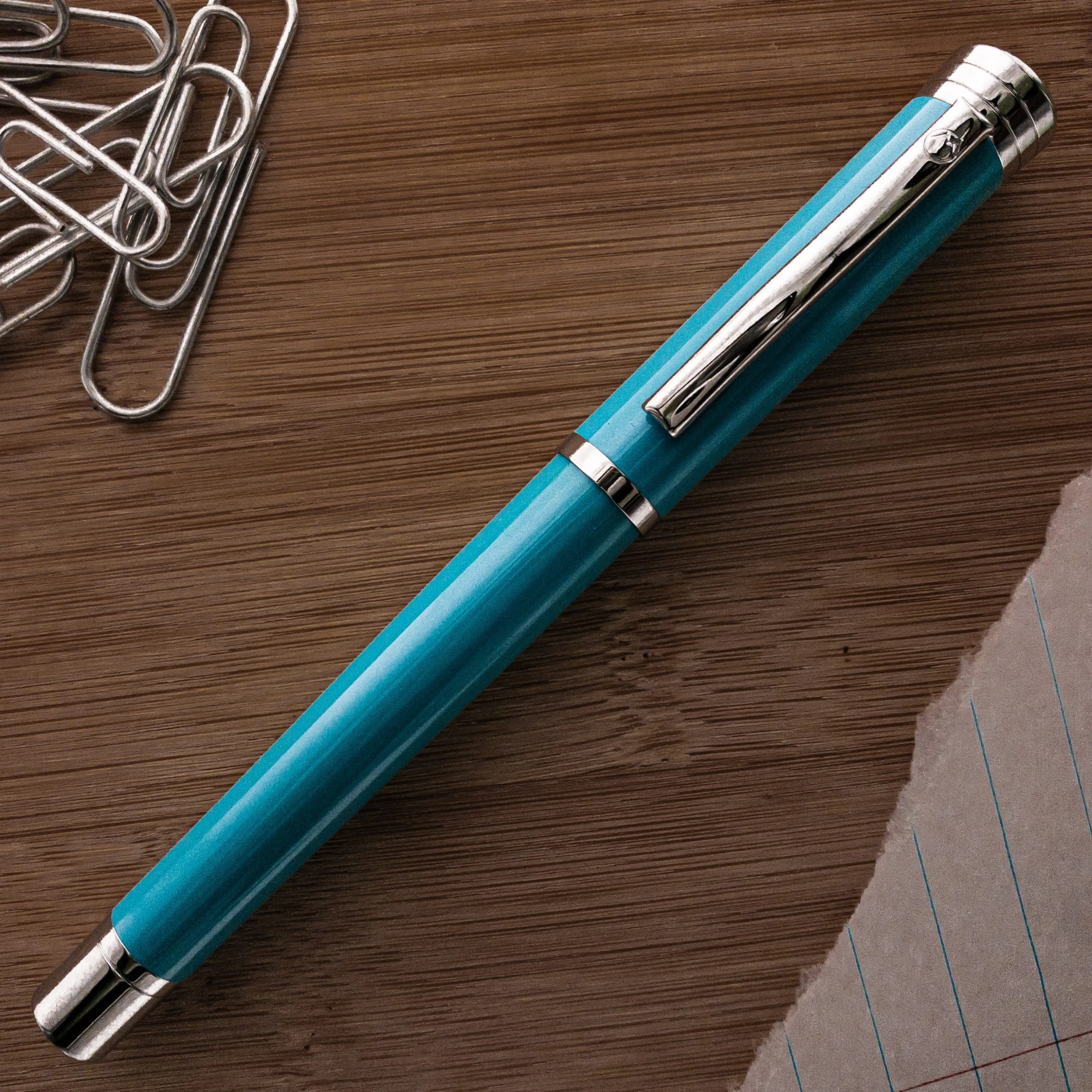 Monteverde Strata Fountain Pen, Turquoise & Chrome 4 Monteverde Strata Fountain Pen, Turquoise & Chrome - Image 2