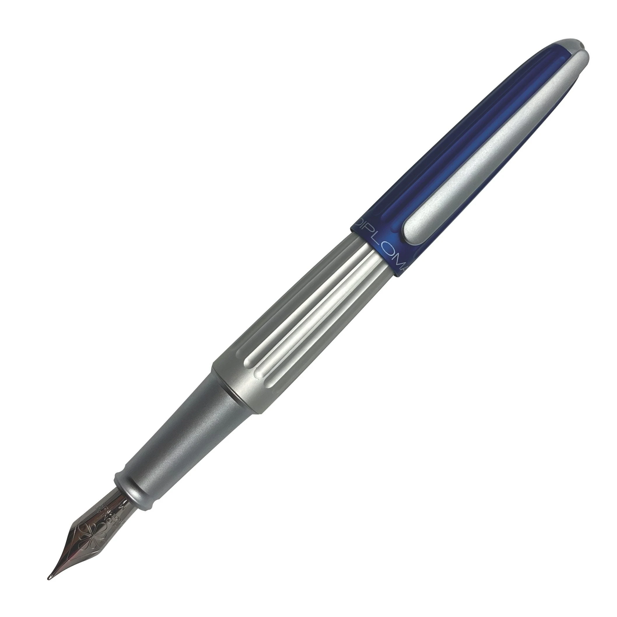 Diplomat Aero Silver Blue Fountain Pen 3 Diplomat Aero Silver Blue Fountain Pen
