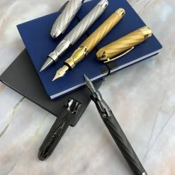 Pineider Matrix Jewelers Limited Edition Sterling Silver Fountain Pen, Yellow Gold -Pineider shop Matrix bcedb242 b00b 4773 9bd7 d589214e0d75