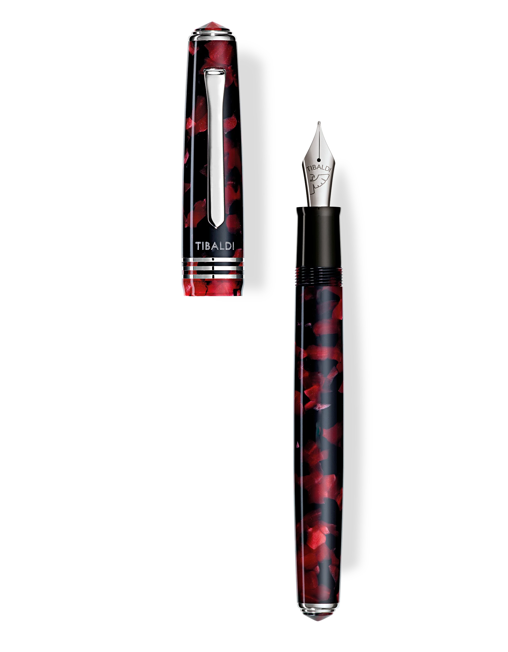 Tibaldi N60 Ruby Red Resin Fountain Pen, Palladium Trim, Double Broad Nib 3 Tibaldi N60 Ruby Red Resin Fountain Pen, Palladium Trim, Double Broad Nib