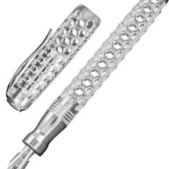 Pineider Limited Edition Honeycomb Fountain Pen, Sugar White