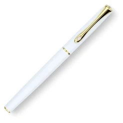 Diplomat Traveller Rollerball Pen, Snow White & Gold -Pineider shop TravellerSnowhiteGoldClosed