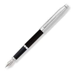 Cross® Cross Century II Engraved Tuxedo Chrome & Black Fountain Pen, Medium Nib