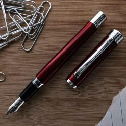 Monteverde Strata Fountain Pen, Red & Chrome