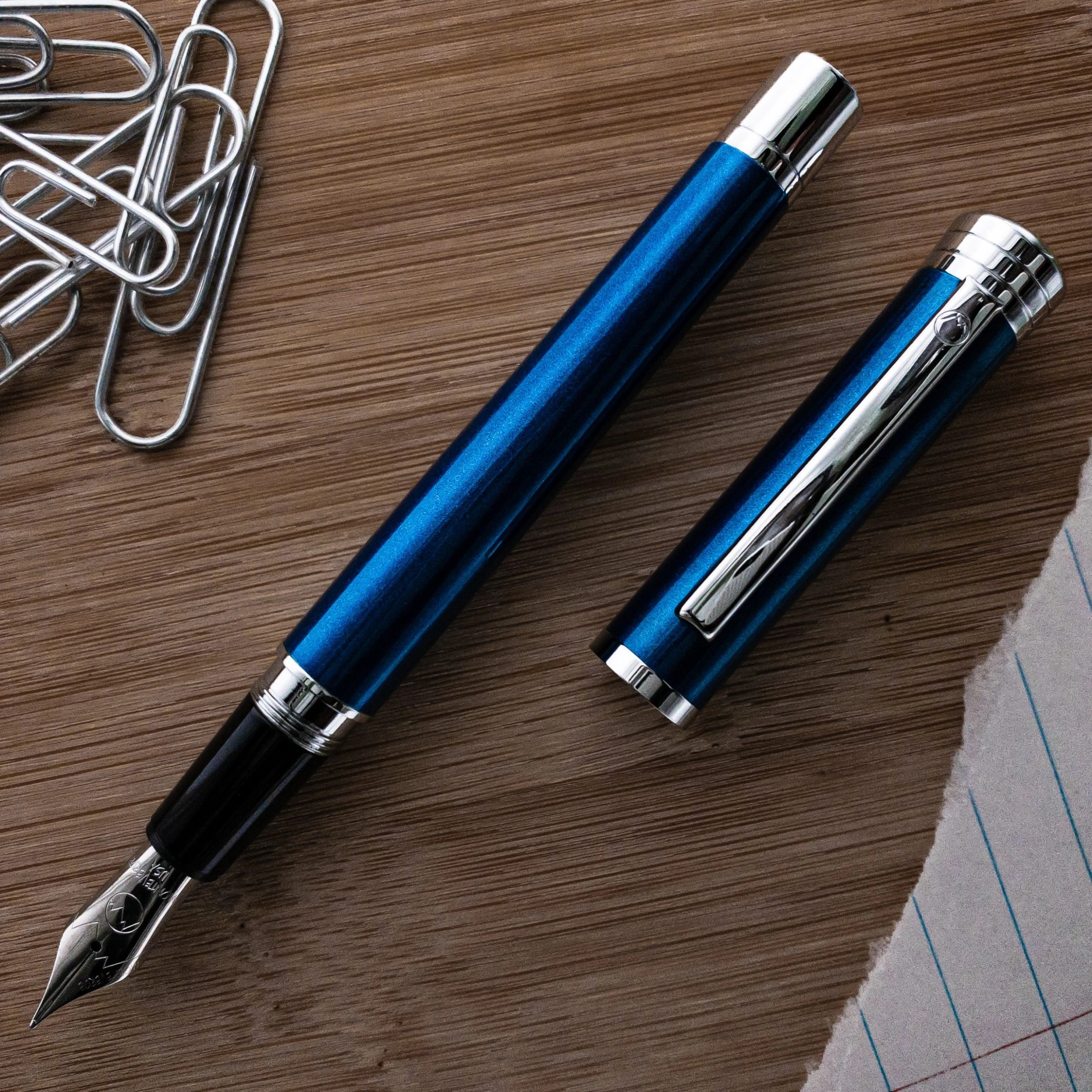Monteverde Strata Fountain Pen, Blue & Chrome 3 Monteverde Strata Fountain Pen, Blue & Chrome
