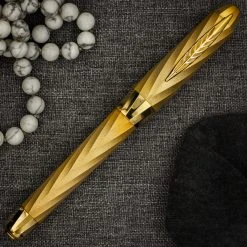 Pineider Matrix Jewelers Limited Edition Sterling Silver Rollerball Pen, Yellow Gold Plated -Pineider shop goldclosed d90d351c 8219 4797 8e1f da460f05c609 scaled